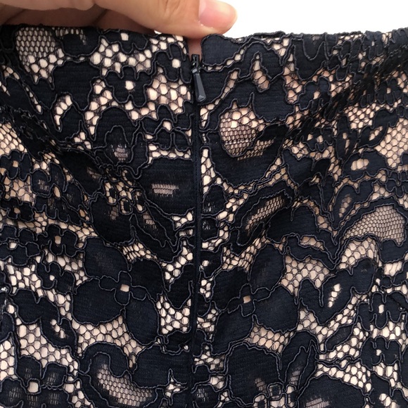 ASOS Navy blue lace off shoulder dress - Picture 4 of 5